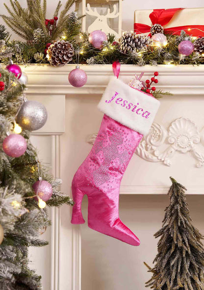 Custom Name Pink High Heels Y2K Christmas Stockings Cherrykitten