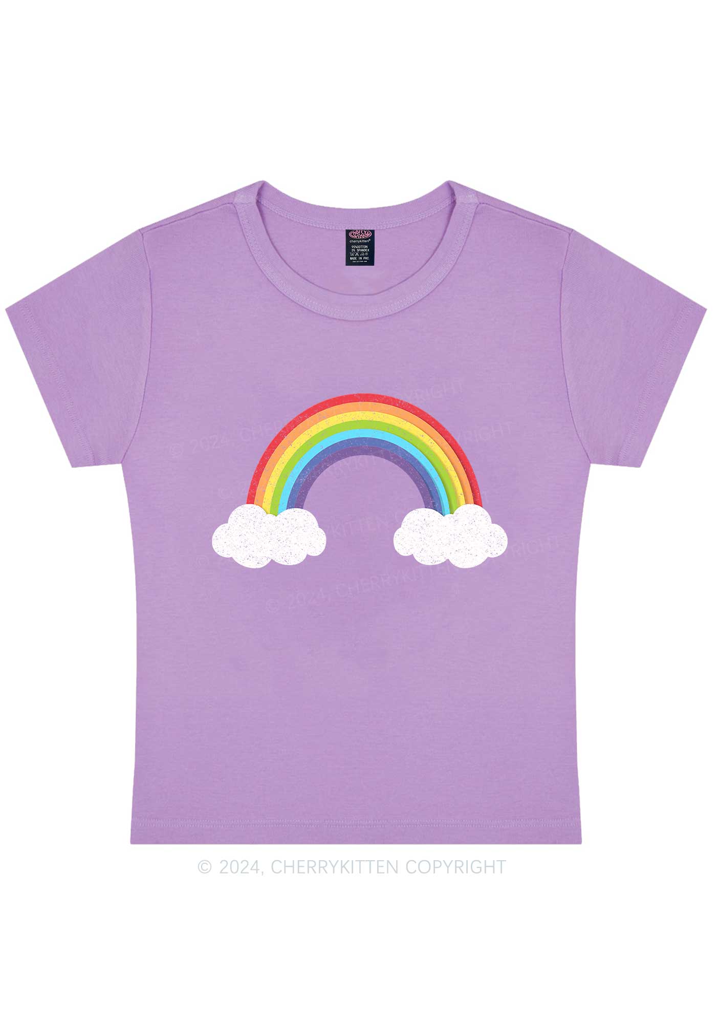 Rainbow Cloud Y2K Baby Tee Cherrykitten