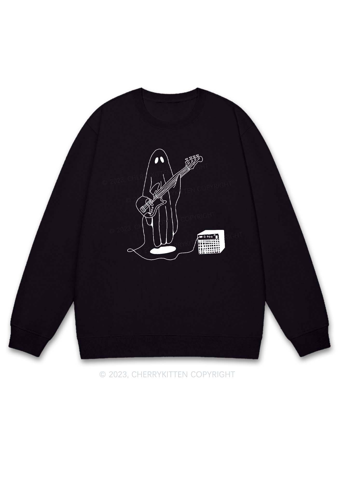 Ghost Guitar Player Halloween Y2K Sweatshirt Cherrykitten