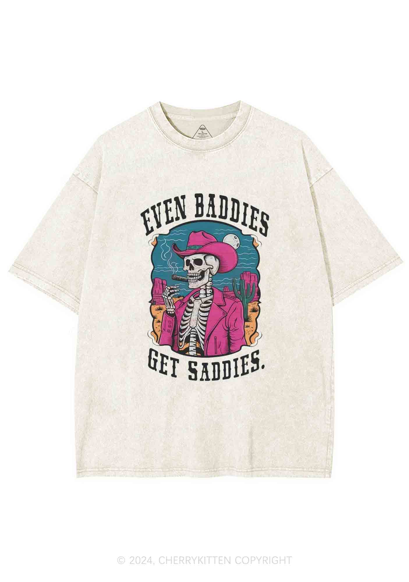 Halloween Baddies Skeleton Y2K Washed Tee Cherrykitten