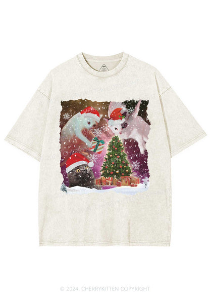 Christmas Cats Gift Y2K Washed Tee Cherrykitten