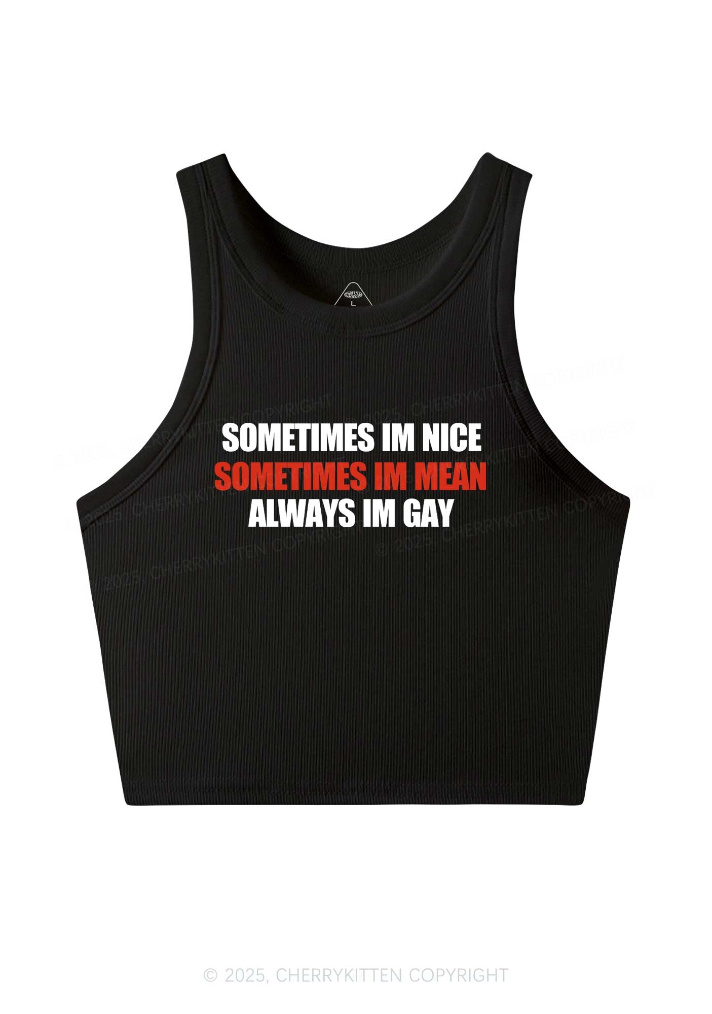 Sometimes Im Mean Y2K Crop Tank Top Cherrykitten