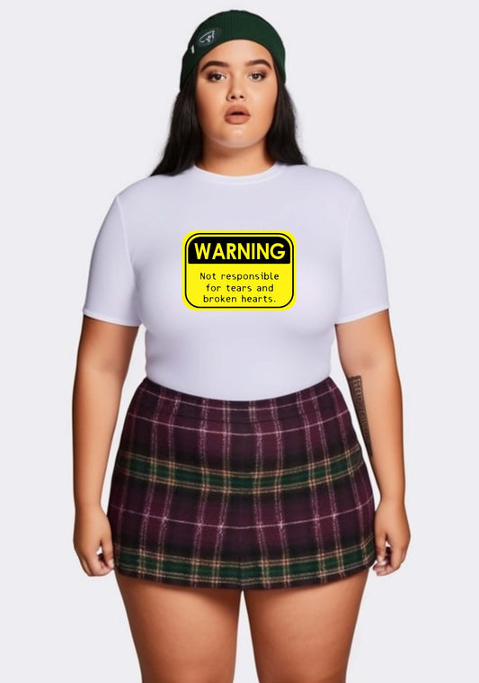 Curvy Warning Sign Y2K Baby Tee Cherrykitten