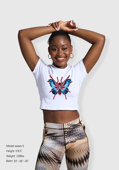 Red Blue Spider Fly Y2K Baby Tee