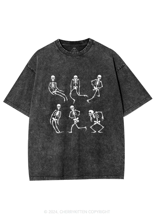 Halloween Skeletons Party Y2K Washed Tee Cherrykitten