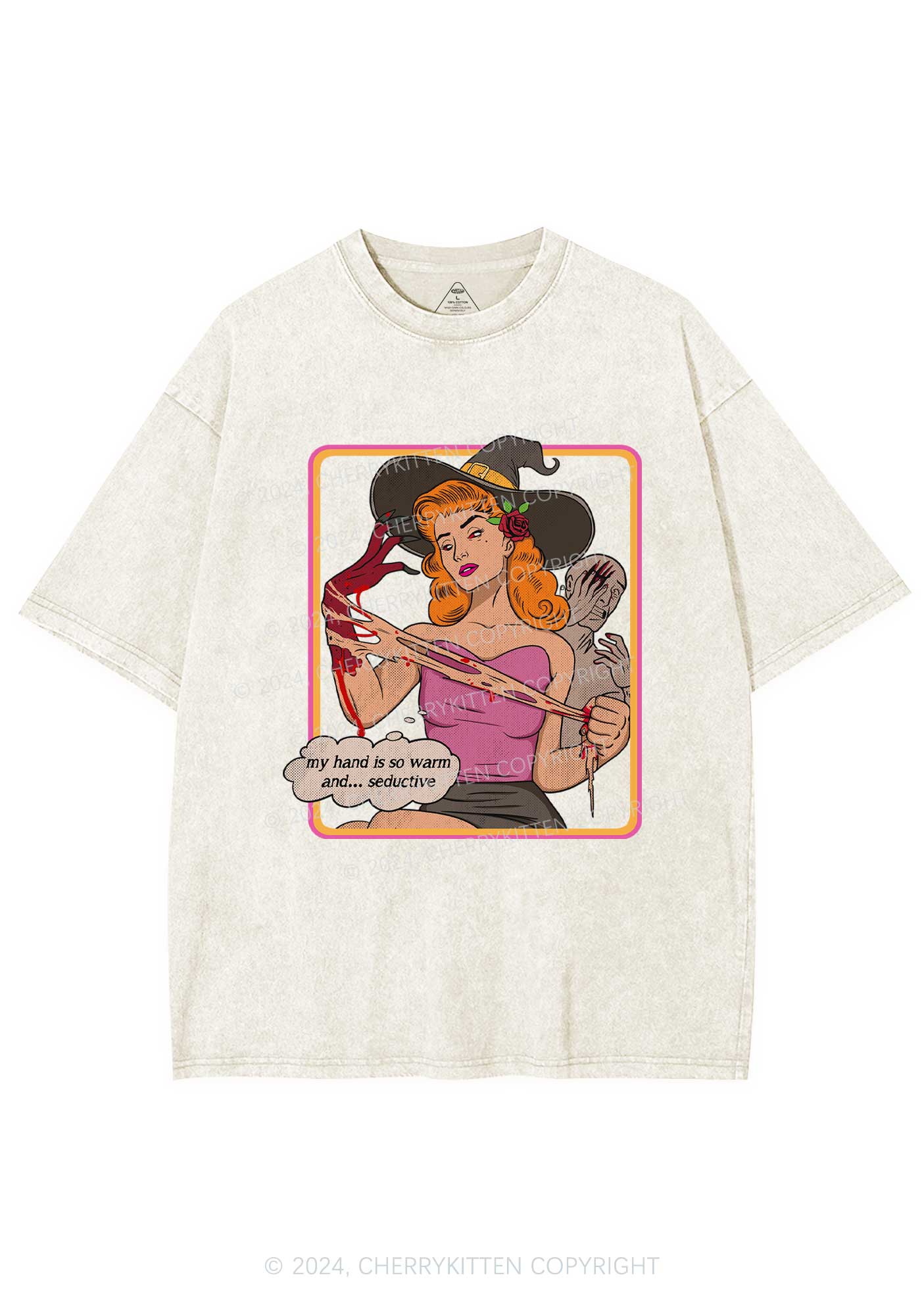 Halloween Seductive Hand Y2K Washed Tee Cherrykitten