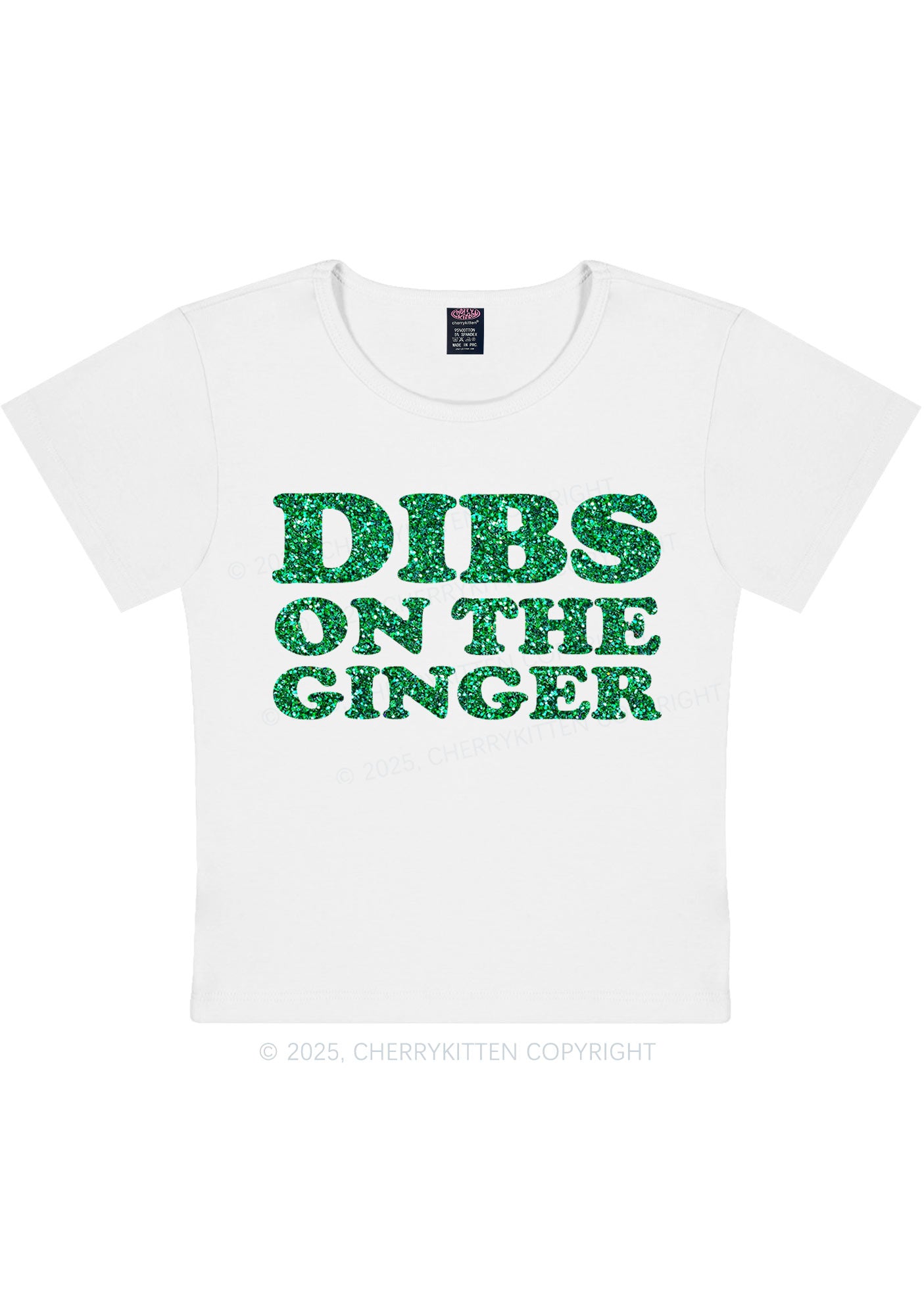 Glitter Dibs On The Ginger St Patricks Y2K Baby Tee Cherrykitten