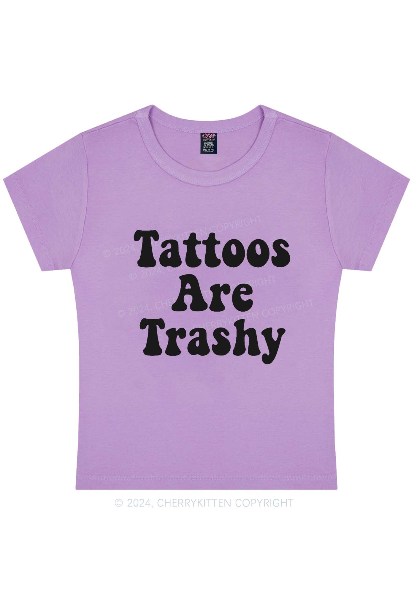 Curvy Tattoos Are Trashy Y2K Baby Tee Cherrykitten