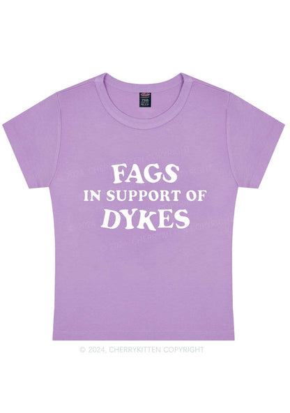 Fags Dykes Y2K Baby Tee Cherrykitten