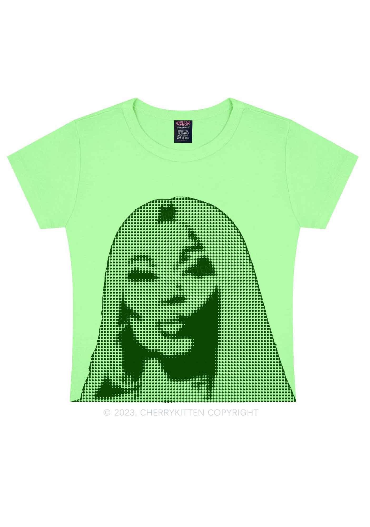 NM Pixel Portrait Y2K Baby Tee Cherrykitten