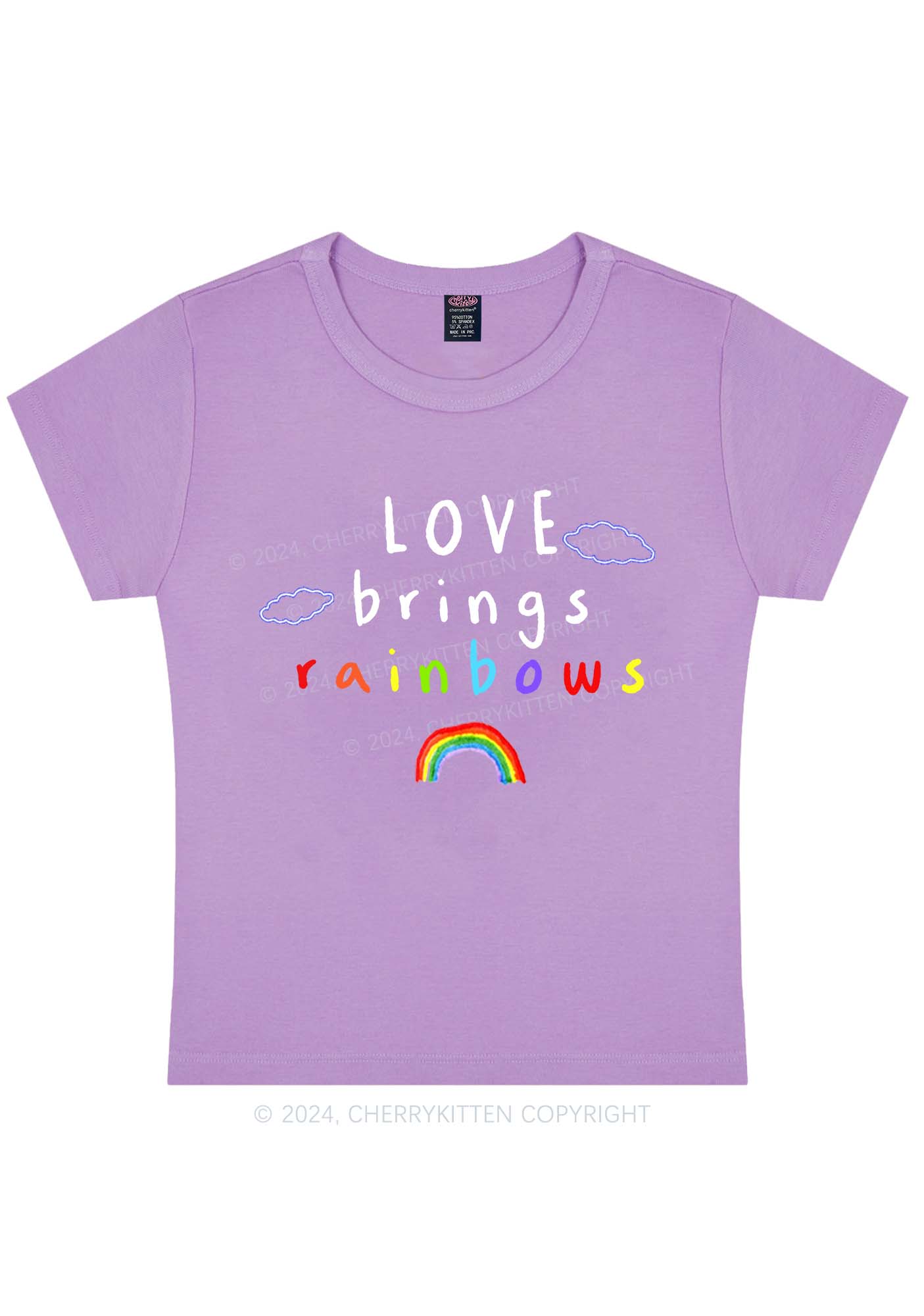 Curvy Love Brings Rainbows Y2K Baby Tee Cherrykitten