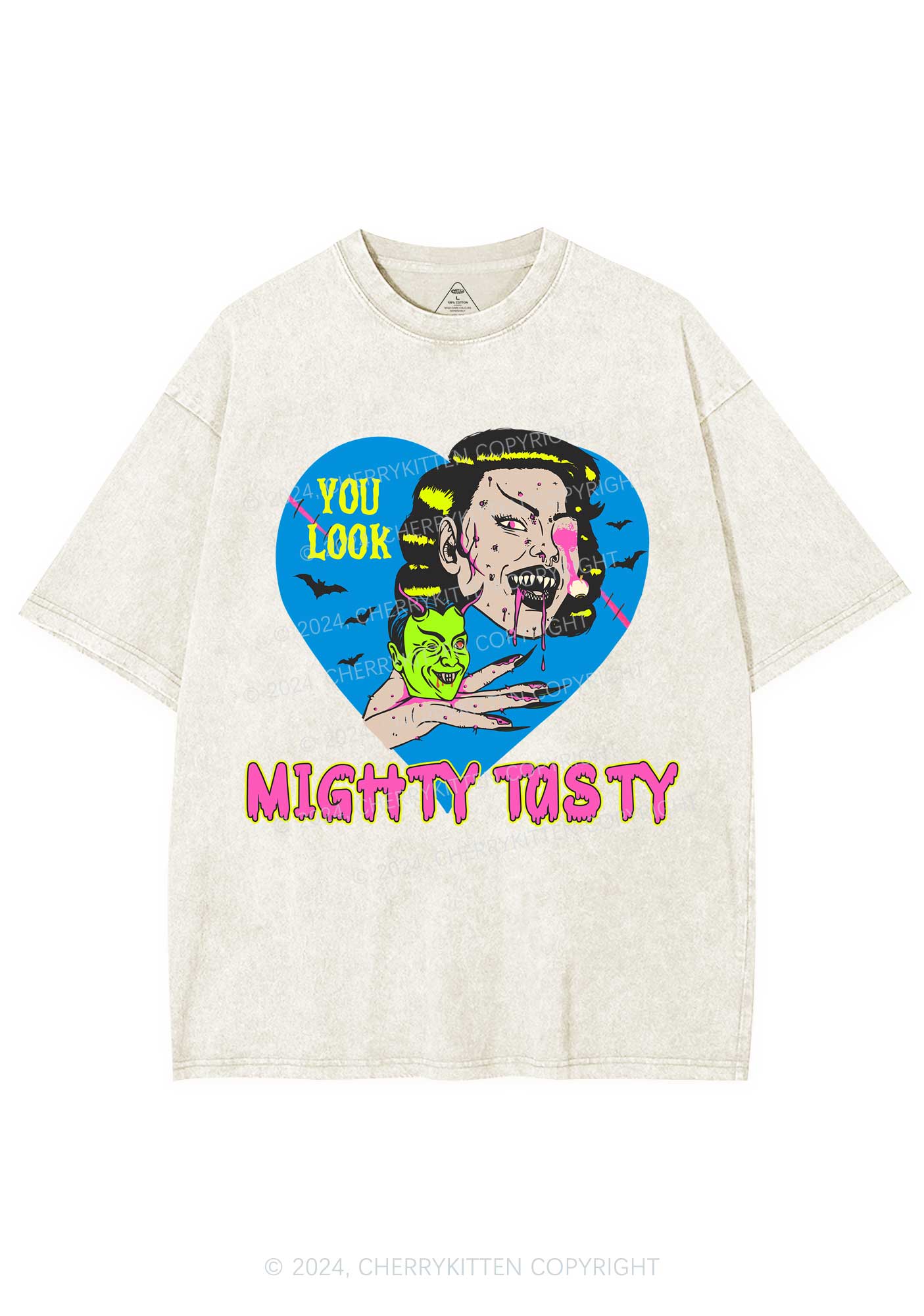 Halloween You Look Tasty Y2K Washed Tee Cherrykitten