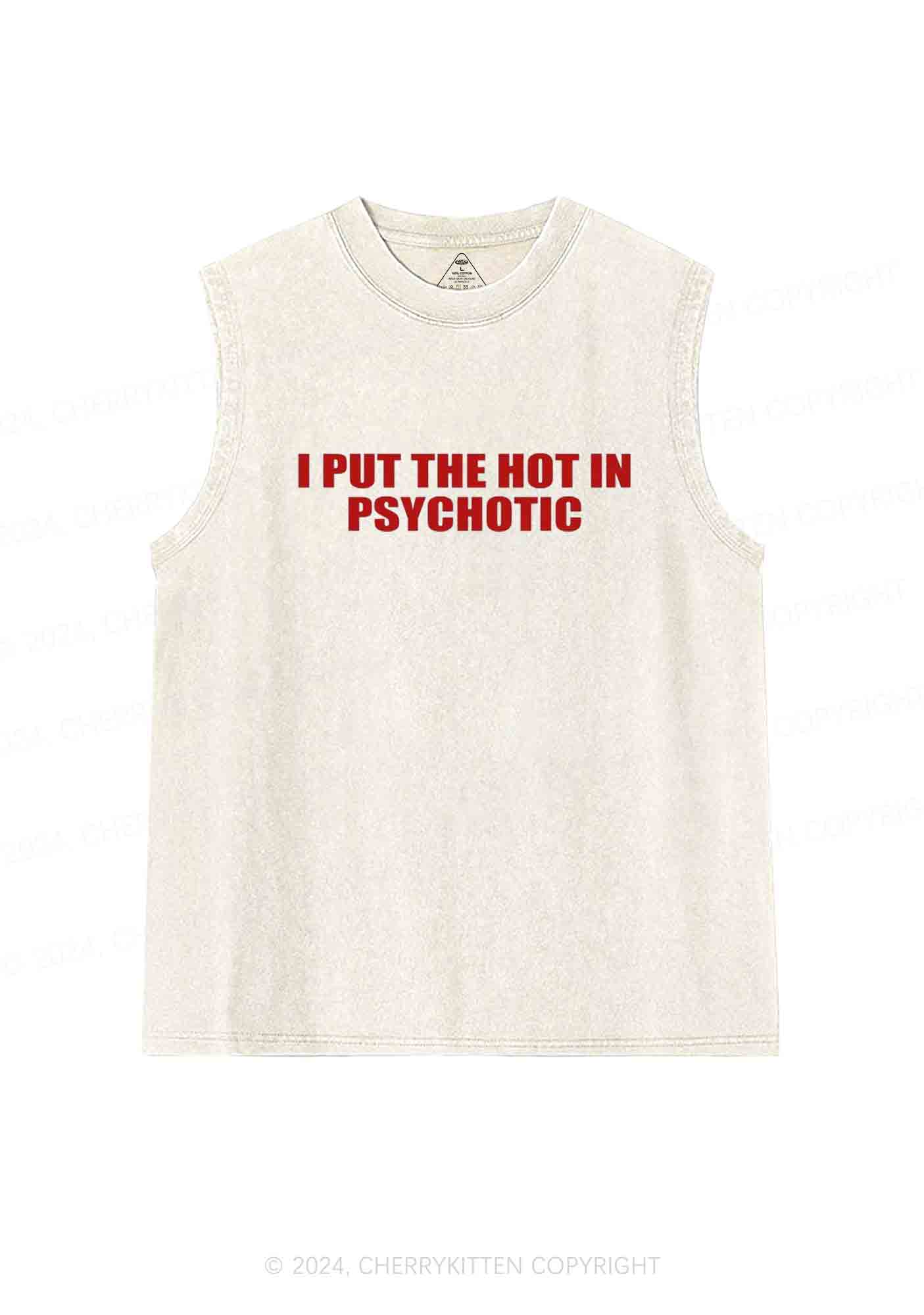 I Put The Hot In Psychotic Y2K Washed Tank Cherrykitten