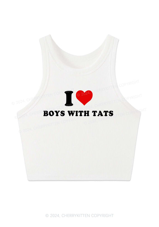 I Love Boys With Tats Y2K Crop Tank Top Cherrykitten