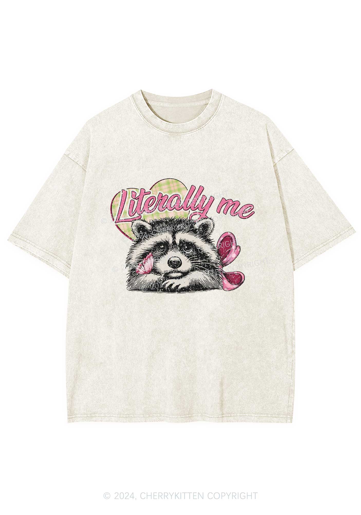 Literally Me Raccoon Y2K Washed Tee Cherrykitten