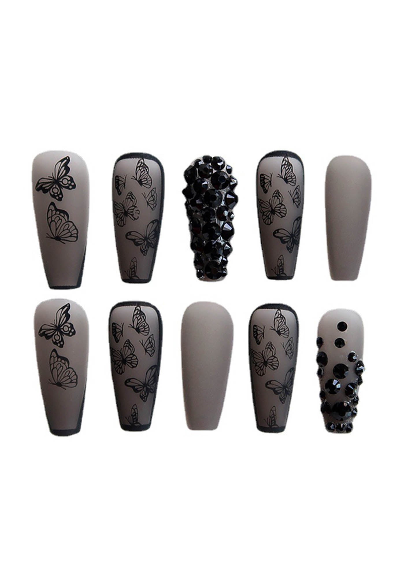 Halloween Dark Butterfly Y2K Press On Nails Cherrykitten