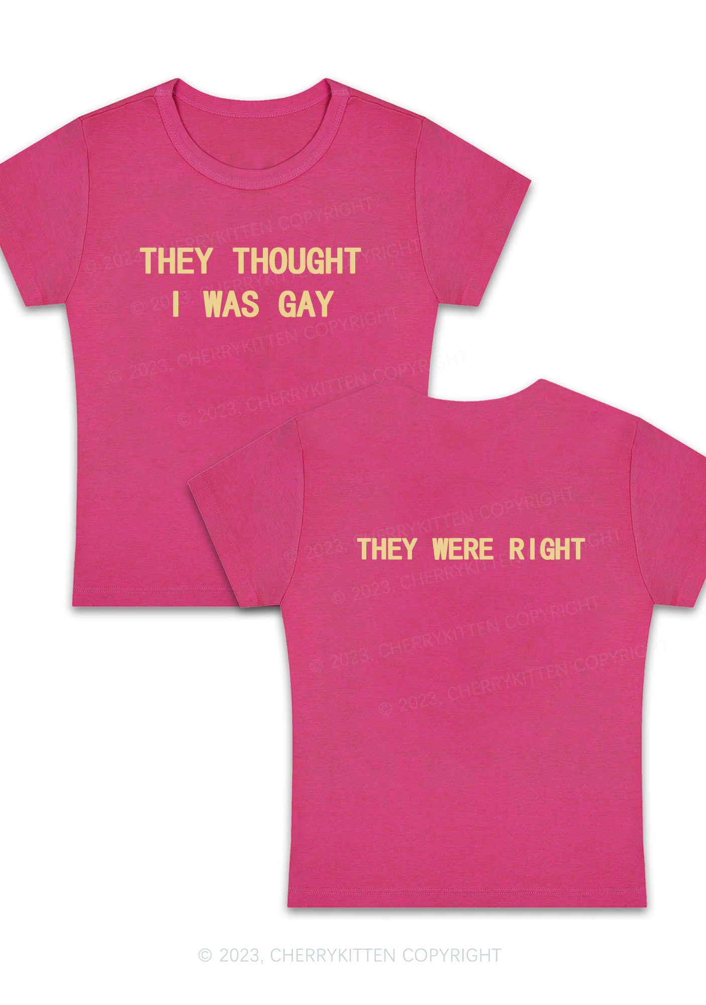 Curvy I Was Gay Two Sides Y2K Baby Tee Cherrykitten