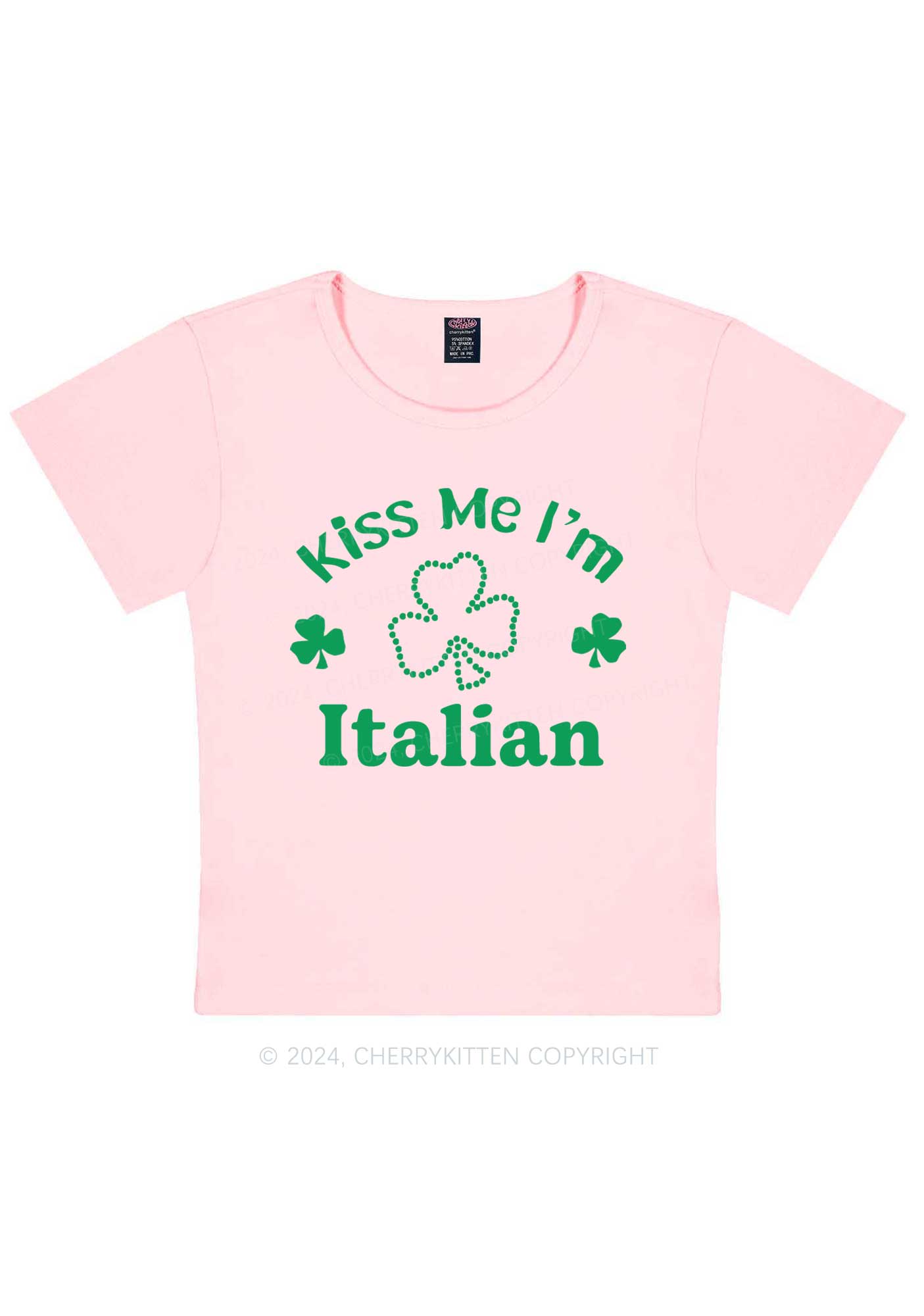 Kiss Me Im Italian St Patricks Y2K Baby Tee Cherrykitten