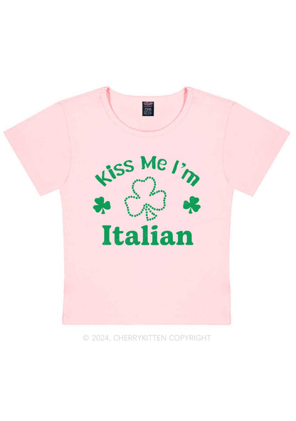 Kiss Me Im Italian St Patricks Y2K Baby Tee Cherrykitten