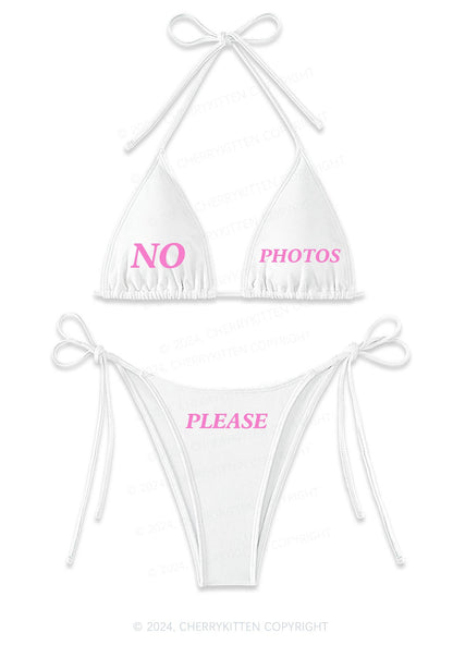 No Photos Please Y2K Halter Triangle Bikini Set Cherrykitten