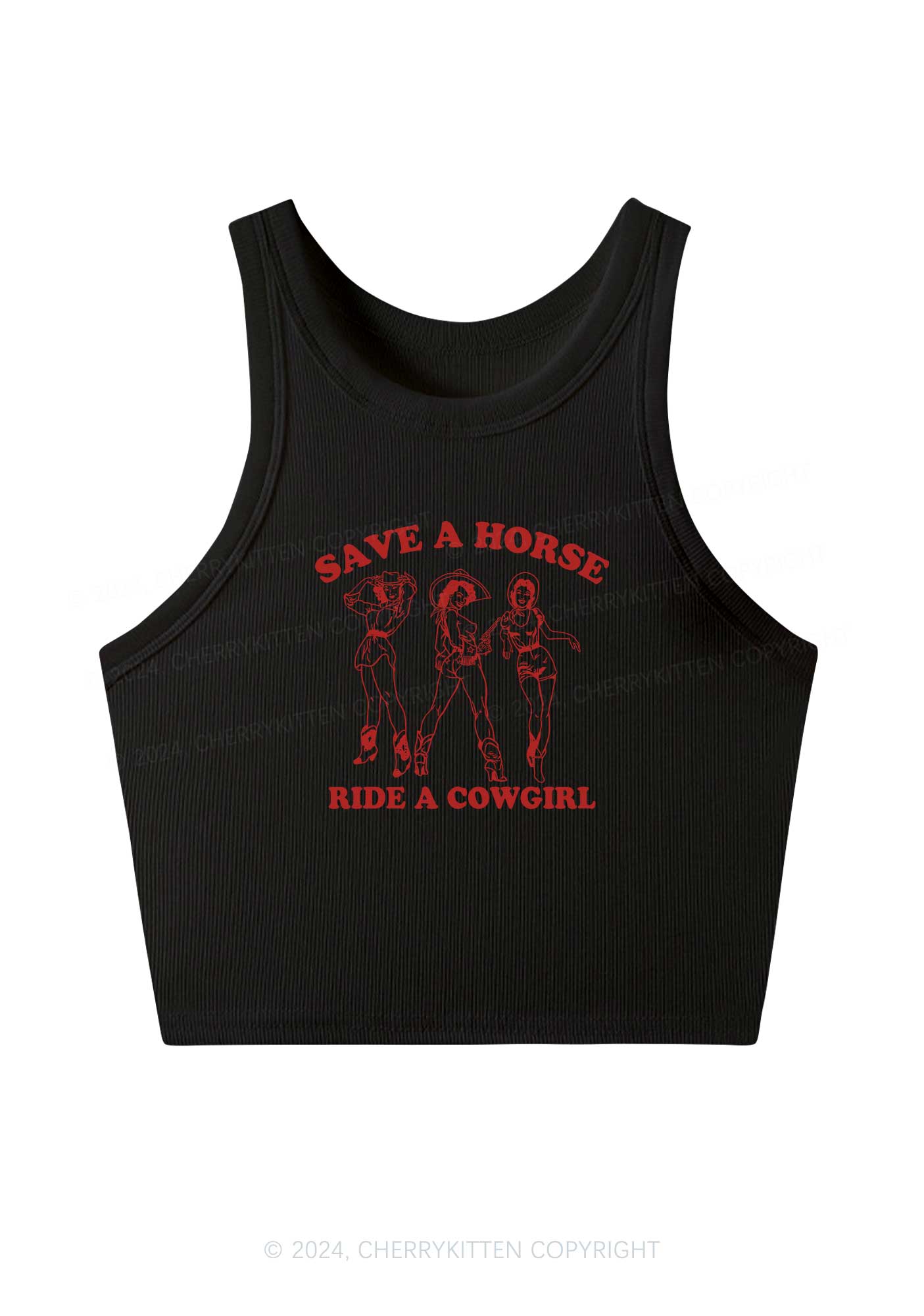 Ride A Cowgirl Y2K Crop Tank Top Cherrykitten