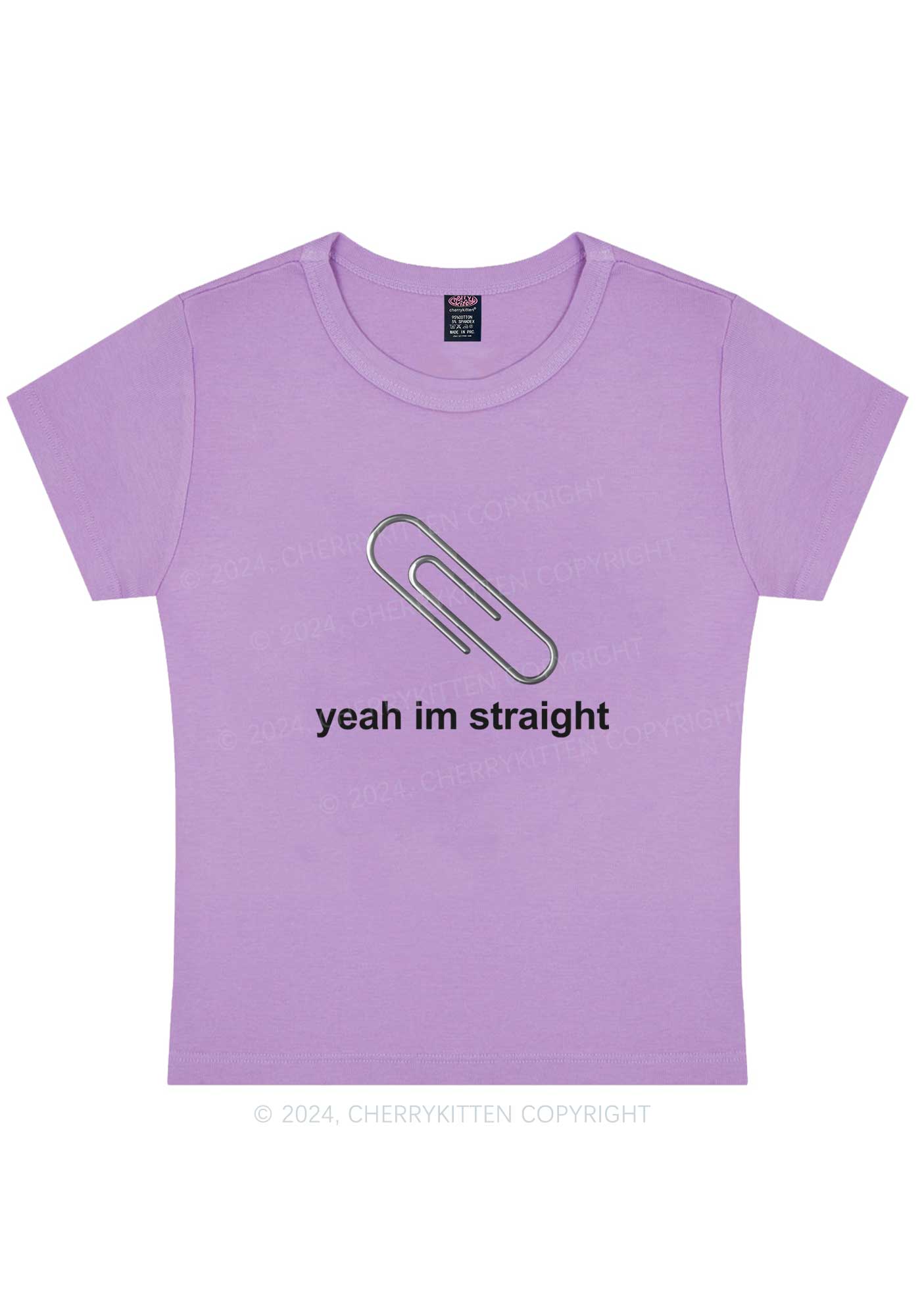 Curvy Yeah Im Straight Y2K Baby Tee Cherrykitten