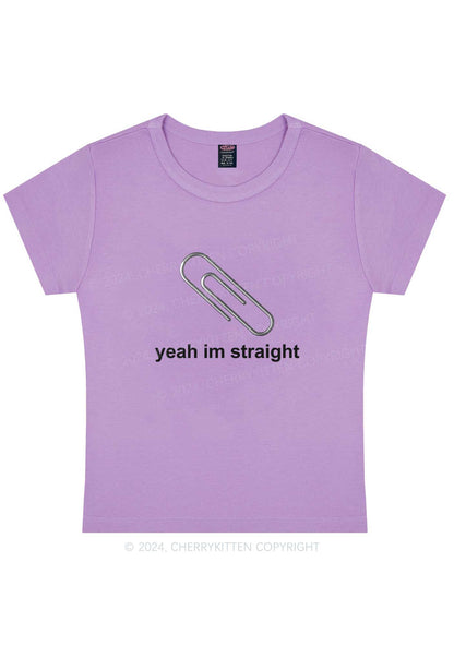 Curvy Yeah Im Straight Y2K Baby Tee Cherrykitten