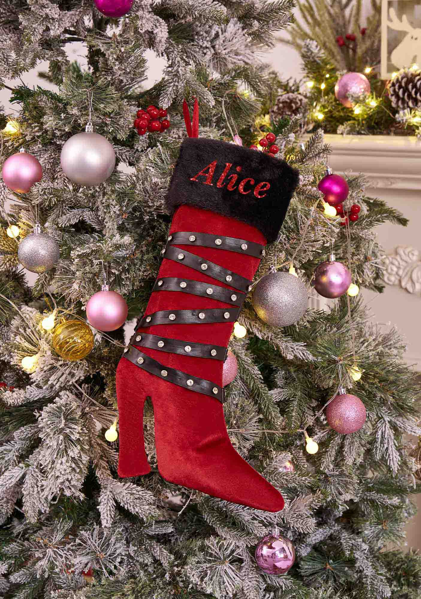 Custom Name Red High Heels Y2K Christmas Stockings Cherrykitten