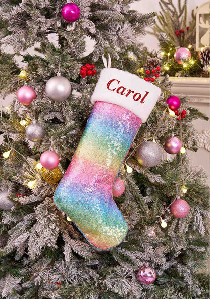 Custom Name Colorful Sequin Y2K Christmas Stockings Cherrykitten