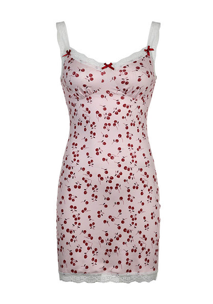 Cherry Print Y2K Slip Dress Cherrykitten