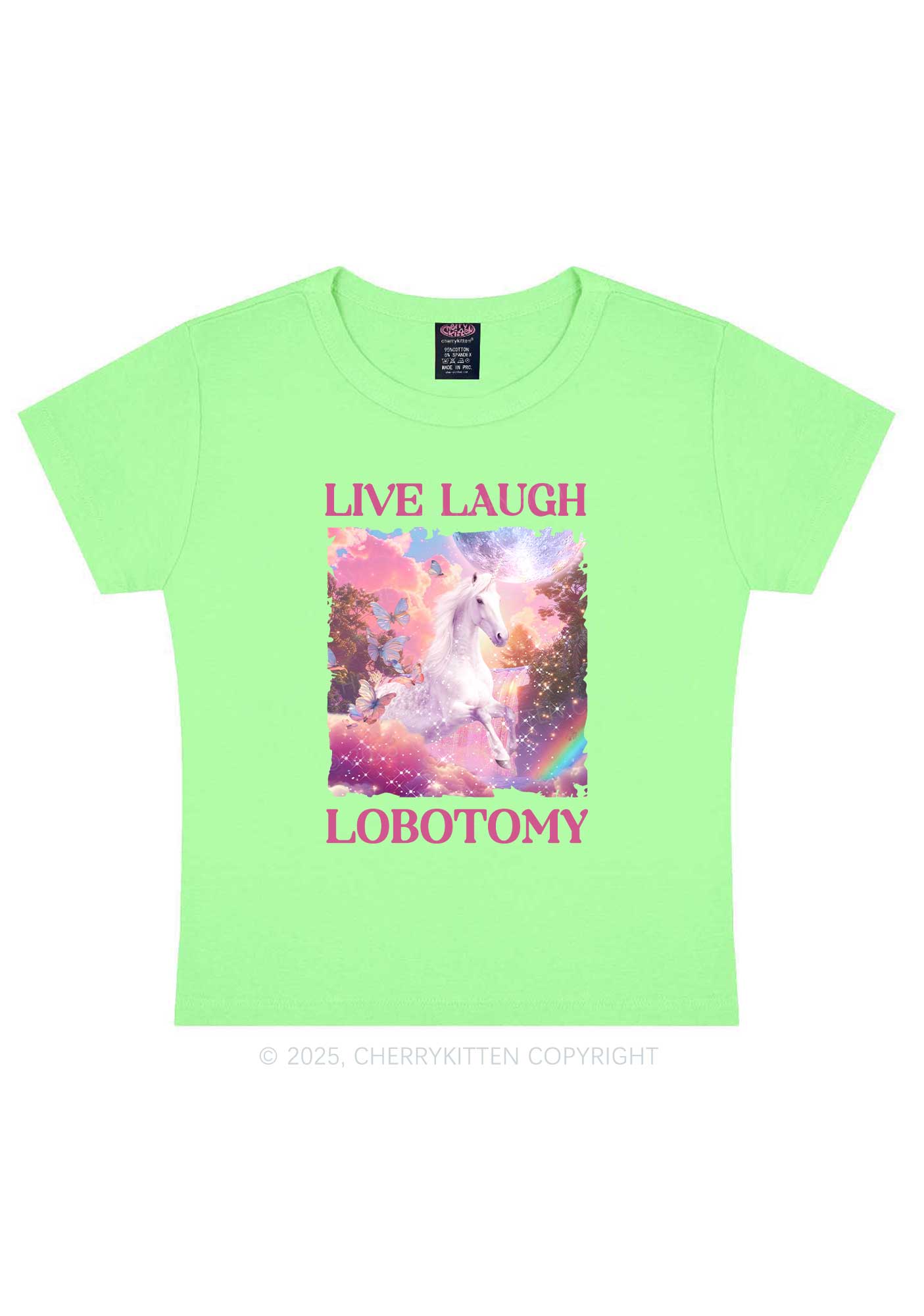 Live Laugh Lobotomy Unicorn Y2K Baby Tee Cherrykitten