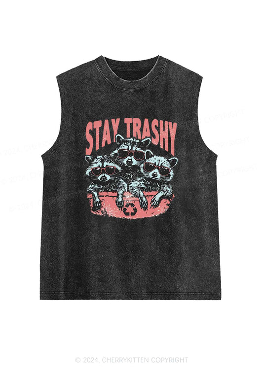 Stay Trashy Raccoons Y2K Washed Tank Cherrykitten