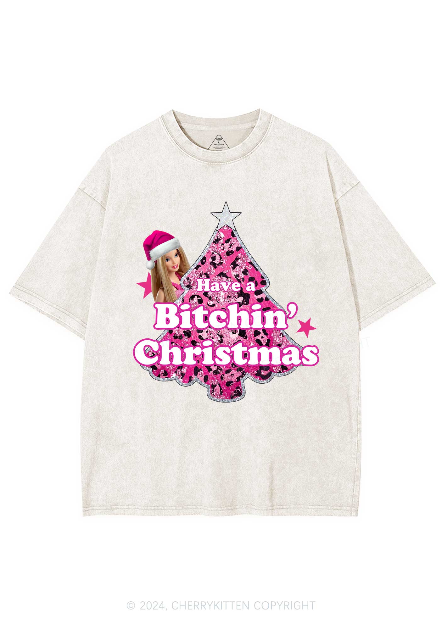 Christmas Bxxchin Y2K Washed Tee Cherrykitten