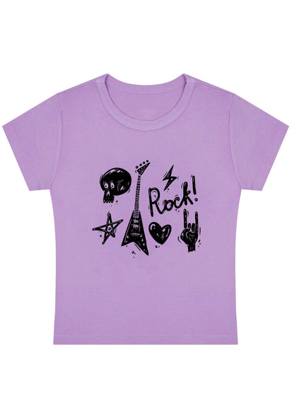 Curvy Skull Guitar Rock Heart Star Baby Tee