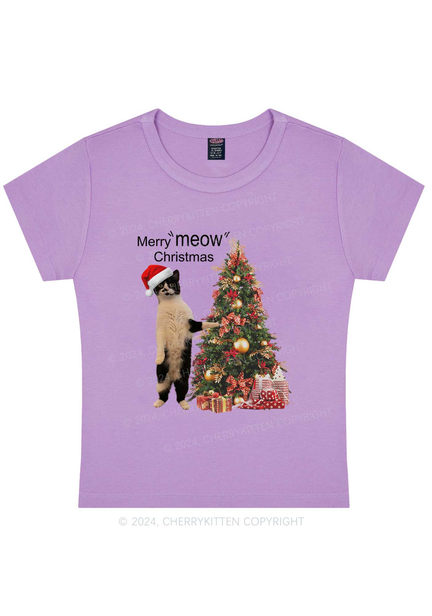 Christmas Merry Meow Y2K Baby Tee Cherrykitten