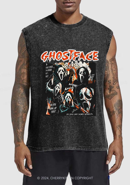 Halloween Scream Ghost Y2K Washed Tank Cherrykitten