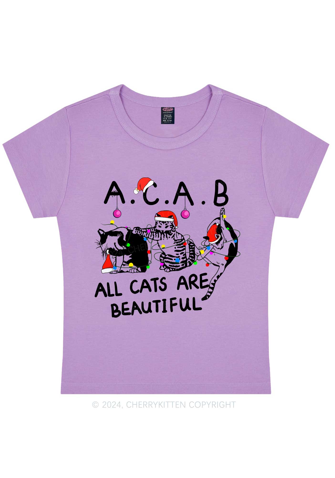 Christmas ACAB Cats Y2K Baby Tee Cherrykitten