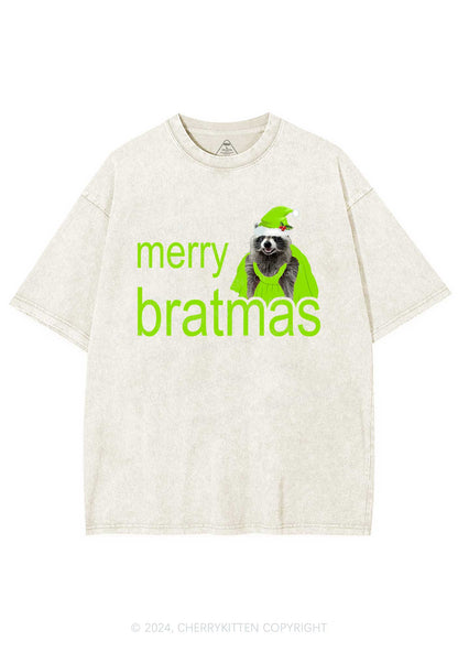 Christmas Merry Bratmas Y2K Washed Tee Cherrykitten