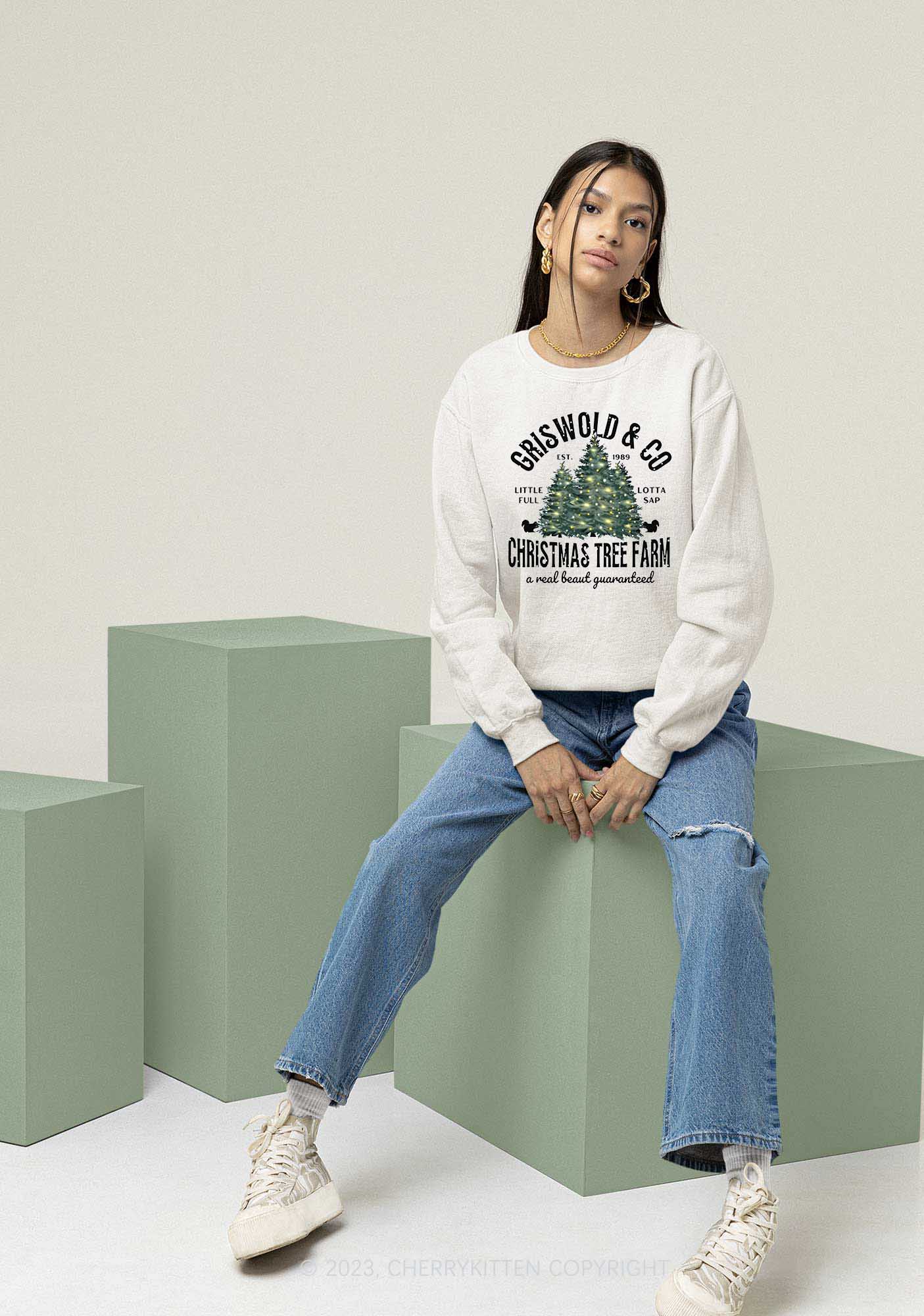 Christmas Tree Farm Y2K Sweatshirt Cherrykitten