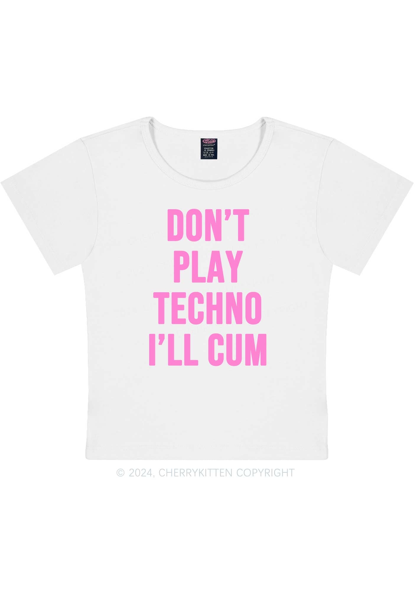 Don't Play Techno Y2K Baby Tee Cherrykitten