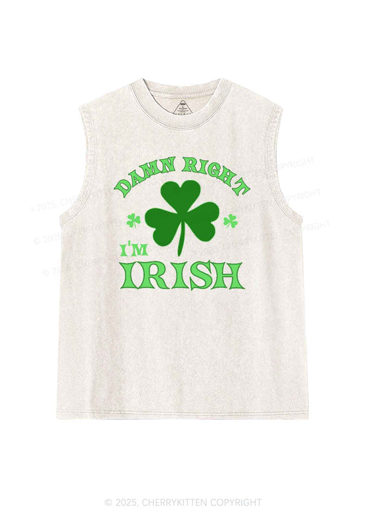 Damn Right Im Irish St Patricks Y2K Washed Tank Cherrykitten