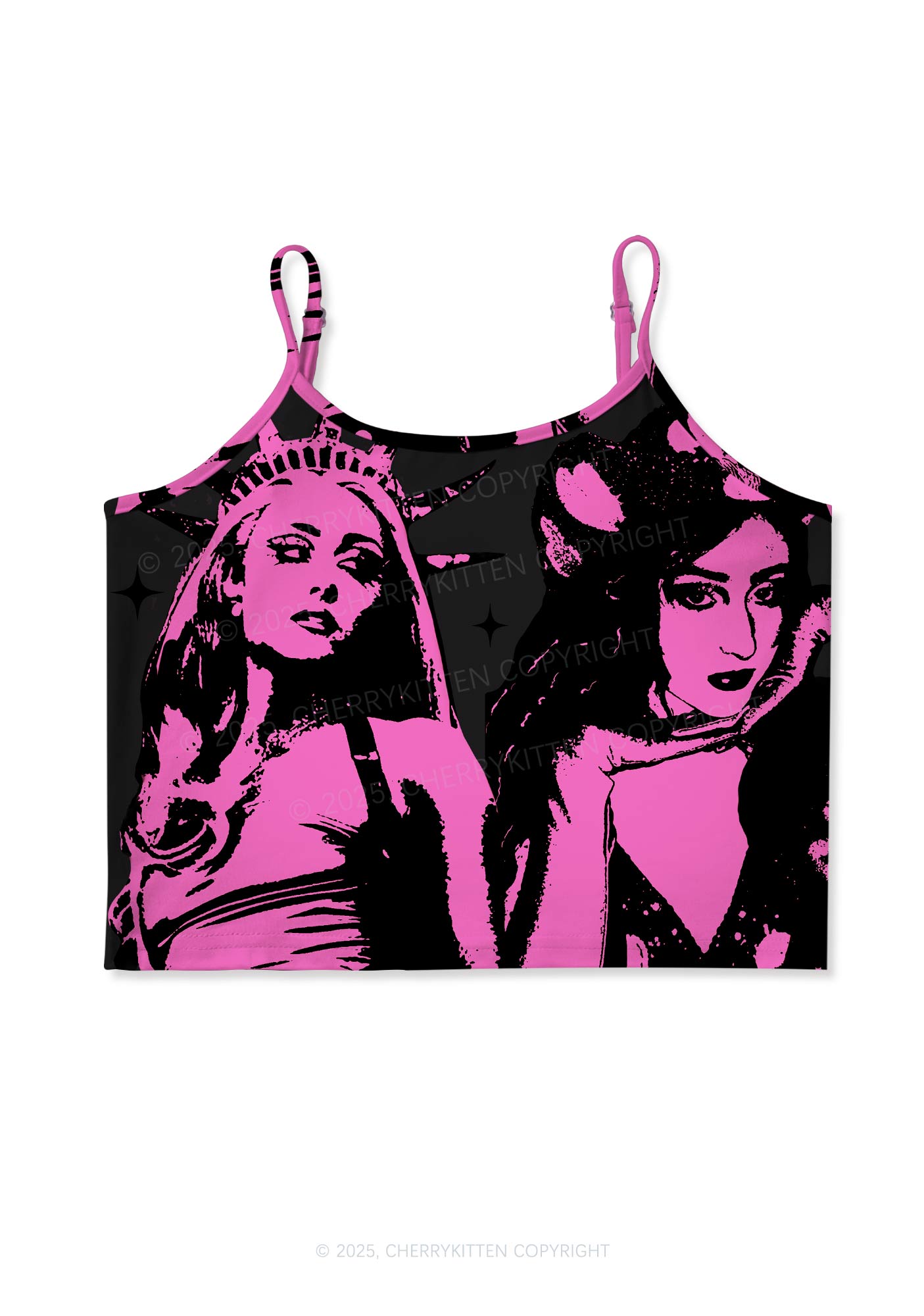 Midwest Princess Y2K Print Cami Crop Top Cherrykitten