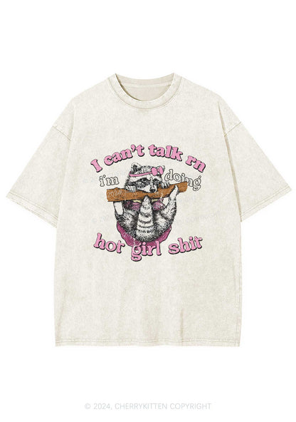 Raccoon Can't Talk Rn Y2K Washed Tee Cherrykitten