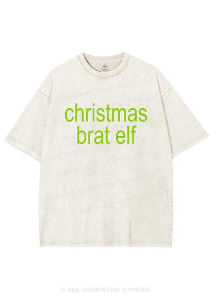 Christmas Brat Elf Y2K Washed Tee Cherrykitten