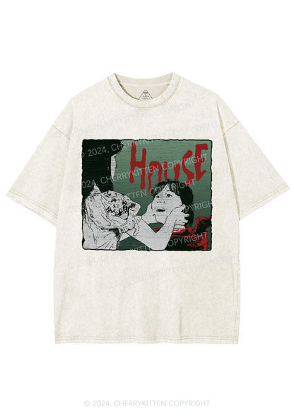 Halloween Blood House Y2K Washed Tee Cherrykitten