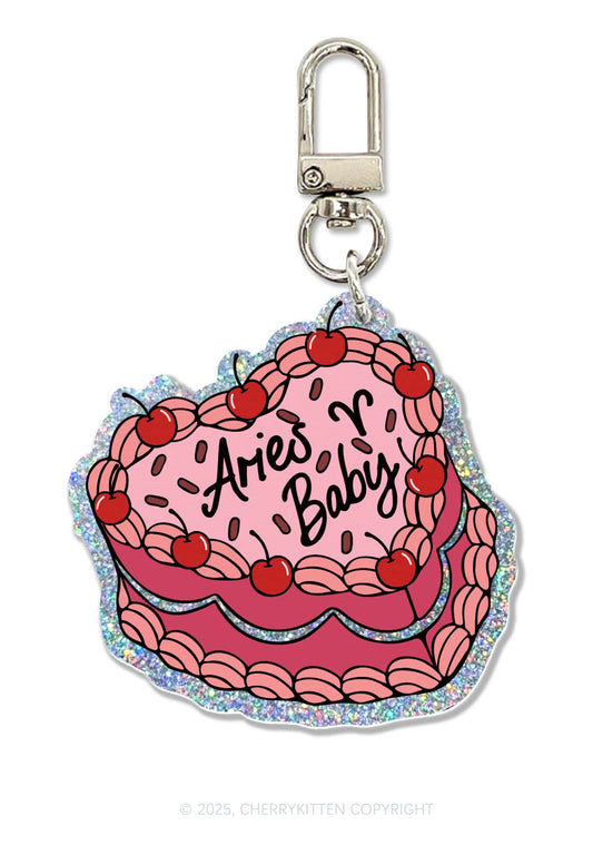 Aries Baby 1Pc Y2K Glitter Keychain Cherrykitten