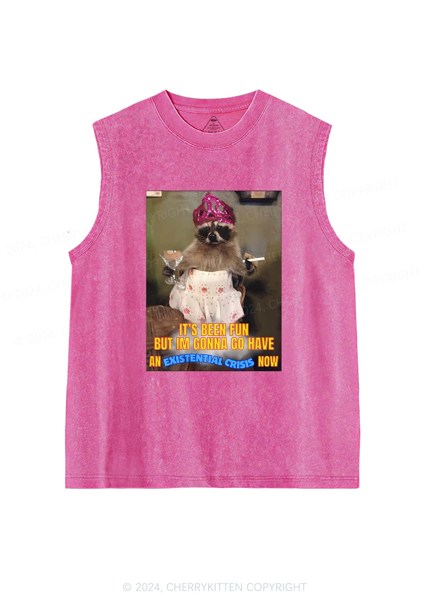 Raccoon Existential Crisis Y2K Washed Tank Cherrykitten