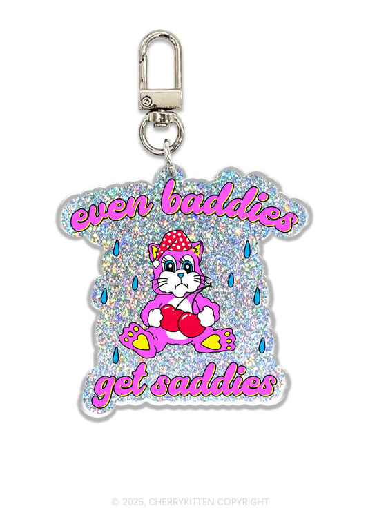 Baddies Got Saddies Cat 1Pc Y2K Glitter Keychain Cherrykitten