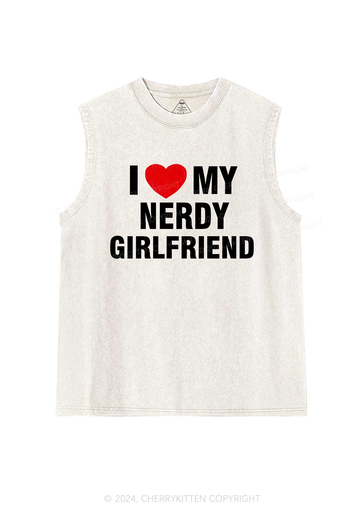 Love My Nerdy Girlfriend Y2K Valentine's Day Washed Tank Cherrykitten