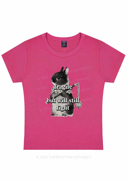 Curvy Fragile Bunny Y2K Baby Tee Cherrykitten